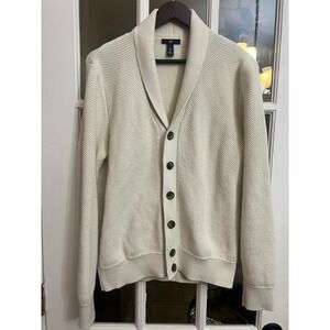 Gap Sweater Mens L Cream Shawl Cardigan Knit Grandpacore Academia Heritage.  Ii